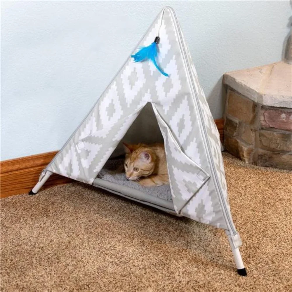 Kitty City Raised Teepee Bed Gray